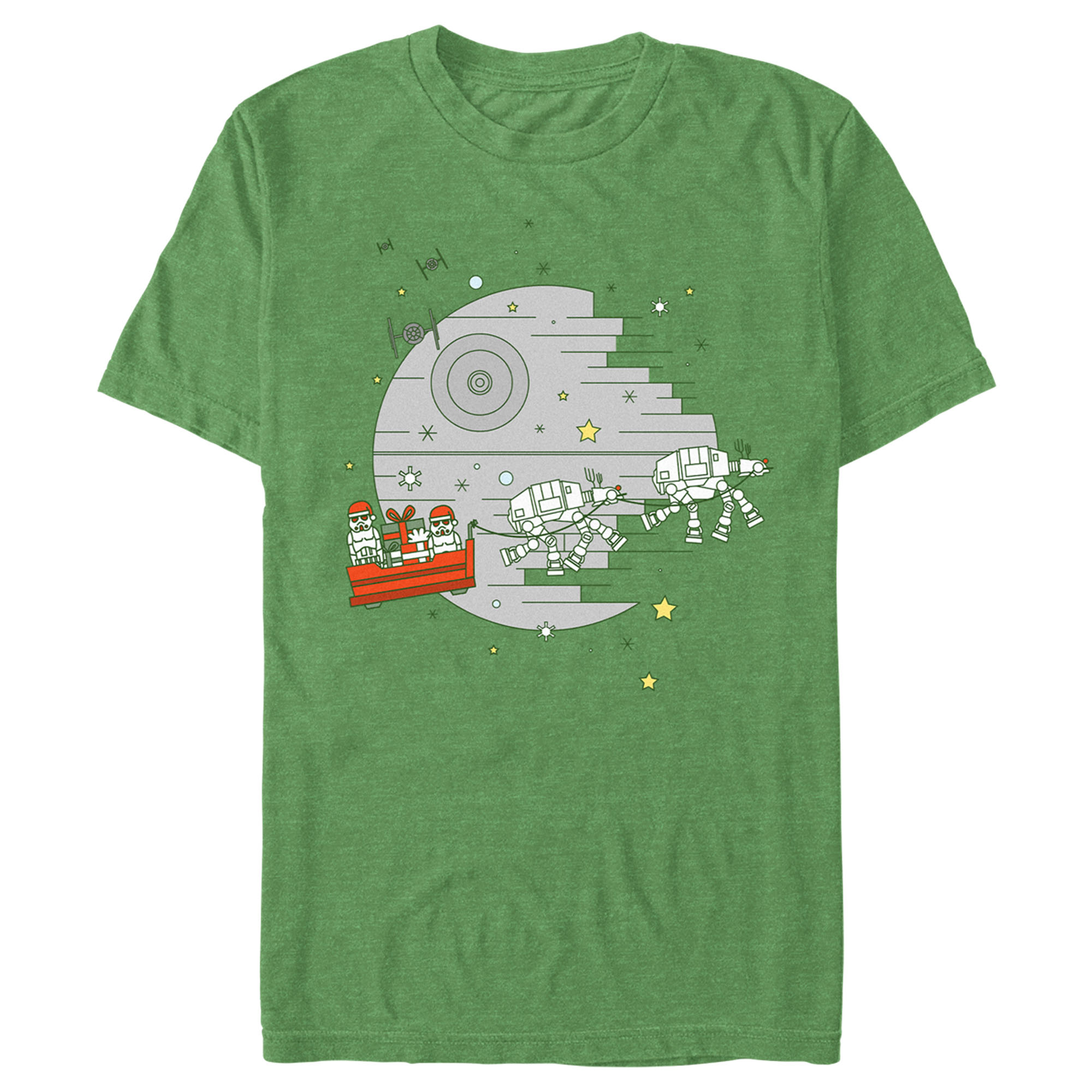 Men's Star Wars Christmas Death Star Scene Graphic Tee Kelly Heather 2X Large